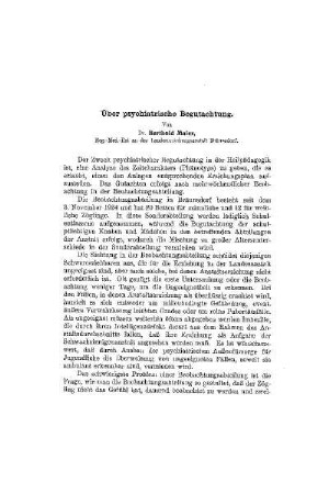 Über psychiatrische Begutachtung