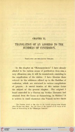 XI. Translation of an address to the Buddhas of confesstion