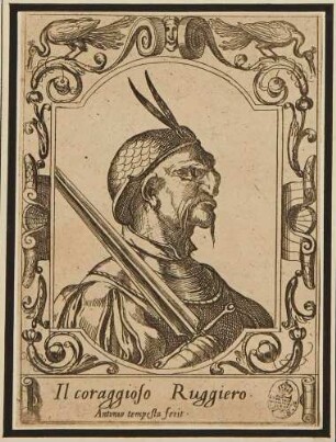 Il coraggioso Ruggiero (der mutige Ruggiero), aus der Serie der grotesken Köpfe nach Ariosts "Orlando Furioso"