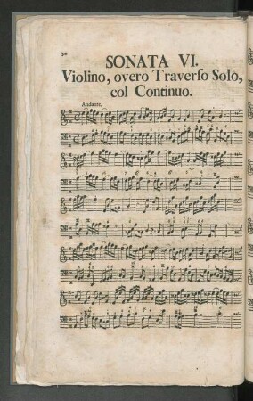 Sonata VI. Violino, overo Traverso Solo, col Continuo.