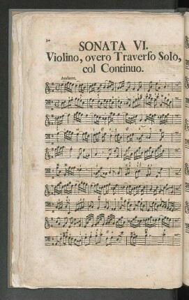 Sonata VI. Violino, overo Traverso Solo, col Continuo.