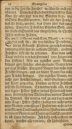 Ev. am VIII Sonnt. nach Trin. Matth 7. v. 15-23.