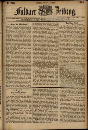 Ausgabe vom Freitag, den 24. Oktober 1884.