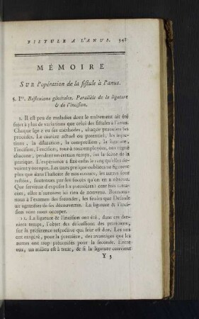 Mémoire sur l'opération de la fistule à l'anus.