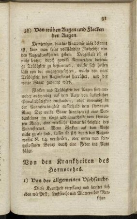Von den Krankheiten des Hornviehes.