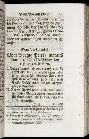 Das VI. Capitel. Vom Vorzug Petri, woraus keines weges ein Pabstthum kan erzwungen werden.