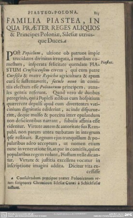 Familia Piastea, In Qua Praeter Reges Aliquos & Principes Poloniae, Silesiae utriusque Duces