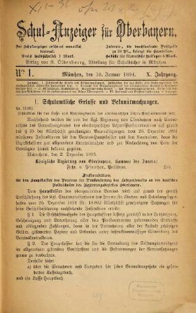 Schul-Anzeiger fÜr Oberbayern. 10. 1894