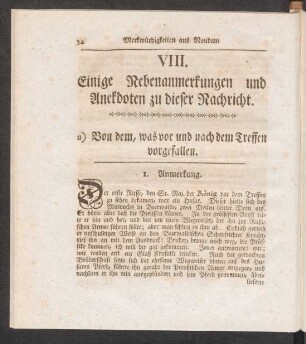 VIII. Einige Nebenanmerkungen und Anekdoten zu dieser Nachricht.