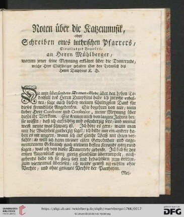 Noten ueber die Katzenmusik