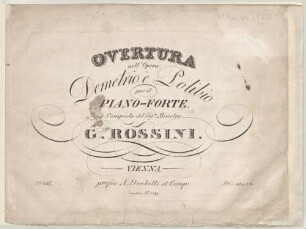 Overtura : nell'opera Demetrio e Polibio ; per il piano-forte