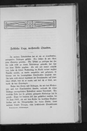 Festliche Tage, weihevolle Stunden.