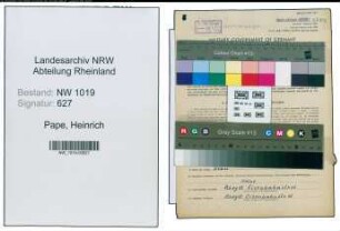 Entnazifizierung Heinrich Pape , geb. 11.05.1897 (Postschaffner)