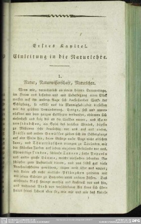 Erstes Kapitel. Einleitung in die Naturlehre