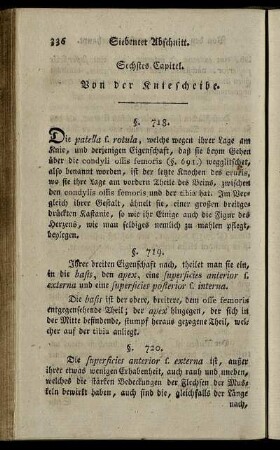 Sechstes Capitel. Von der Kniescheibe. § 718-723.