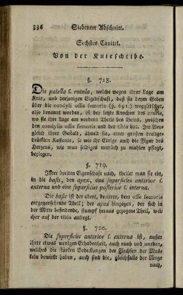 Sechstes Capitel. Von der Kniescheibe. § 718-723.