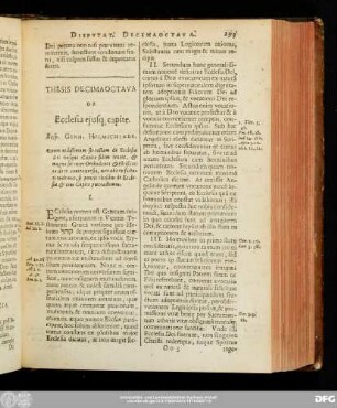 Thesis Decimaoctava De Ecclesia eiusq[ue] capite. Resp. Gerh. Helmichiade.