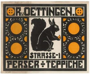 Plakat: Persische Teppiche R. v. Oettigen [prüfen: Oettingen, Reinhart von, Publikationen zu Teppichen]