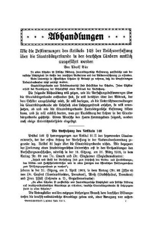 Wie die Bestimmungen des Artikels 148 der Reichsverfassung über die Staatsbürgerkunde in den deutschen Ländern amtlich ausgeführt werden