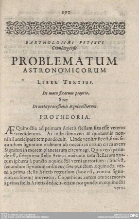 Liber Tertius. De motu fixarum proprio, sive De motu praecessionis Aequinostiorum.