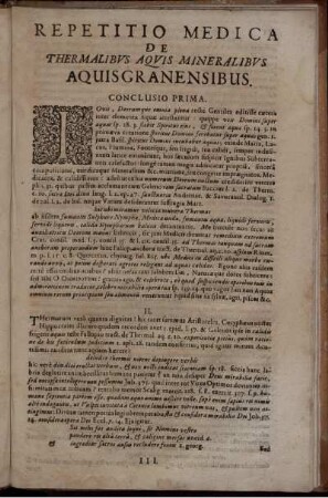 Repetitio Medica De Thermalibus Aquis Mineralibus Aquisgranensibus. Conclusio Prima