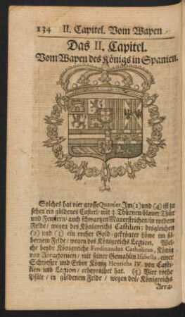 Das II. Capitel. Vom Wapen des Königs in Spanien
