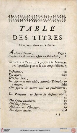 Table des titres