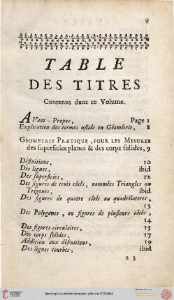 Table des titres