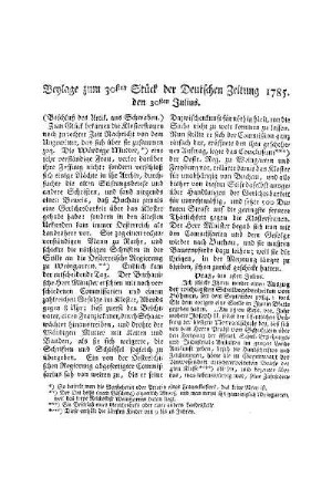 Beylage zum 30ten Stück der Deutschen Zeitung 1785