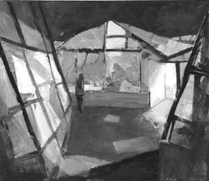 Gärtnerei : Zille, Rainer: Gärtnerei. 1987. Mischtechnik auf Leinwand; 119,5 x 140,5 cm. Dresden: Galerie Neue Meister 88/20