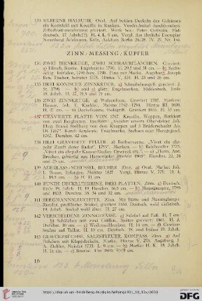 Zinn/Messing/Kupfer (Nr. 134-152)