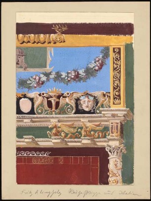Farbige Innendekorationen: Ansicht (mit Inv.Nr. 8369 auf einem Blatt)