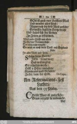 Am Reformations-Fest Lutheri, Aus dem 135 Psalm.