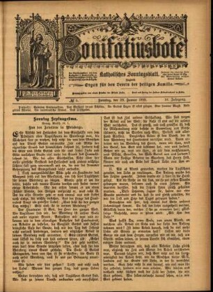 Erste Ausgabe vom Sonntag, den 29. Januar 1899.