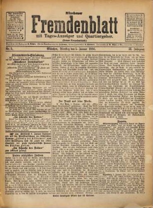 Münchener Fremdenblatt : mit Tagesanzeiger und Quartiergeber. 1886,1/3 = Jg. 9