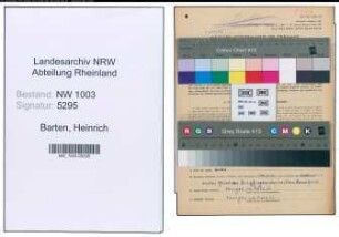 Entnazifizierung Heinrich Barten , geb. 21.08.1901 (Heizer)