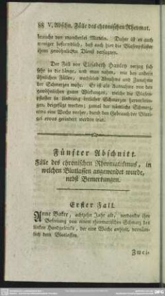 Fünfter Abschnitt. Fälle des chronischen Rheumatismus, in welchen Blutlassen angewendet wurde