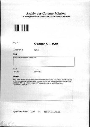 Berliner Missionswerk - Kollegium