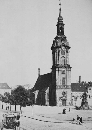 Leipzig, Johanniskirche mit Pferdebahnwagen