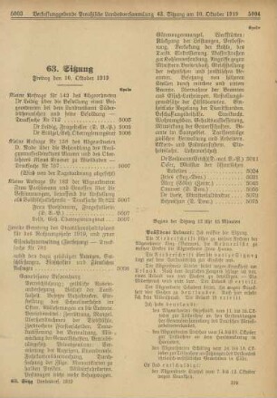 63. Sitzung, Freitag den 10. Oktober 1919