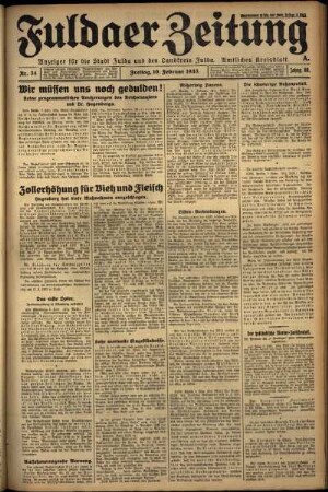Ausgabe vom Freitag, den 10. Februar 1933.