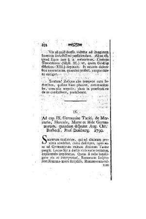 Ad cap. IX. Germaniac Taciti, de Mercurio, Hercule, Marte et lside Germanorum