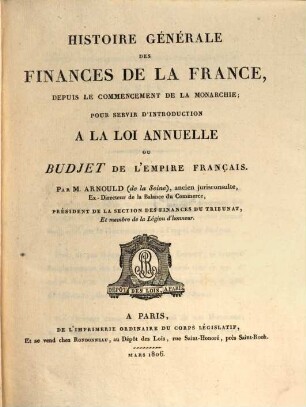 Histoire générale des finances de la France
