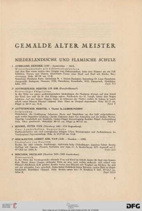 Niederländische und Flämische Schule (Nr. 1-73)