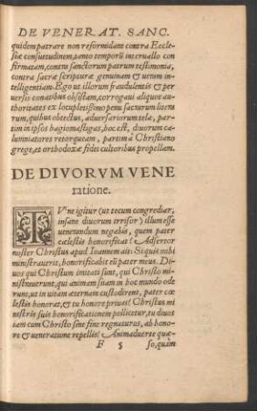 De Divorum Veneratione.
