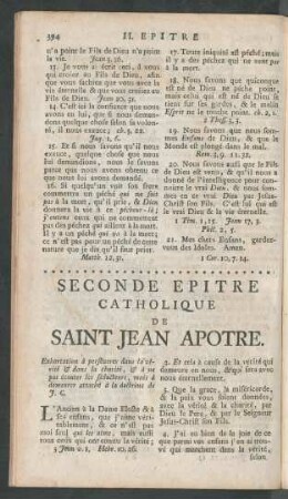 Seconde Epitre Catholique De Saint Jean Apotre