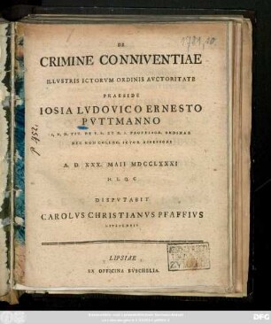 De Crimine Conniventiae