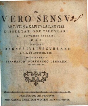 De Vero Sensv Art. VII. § 2. Capitvlat. Noviss. ...