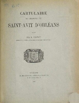 Cartulaire du chapitre de Saint-Avit d'Orléans