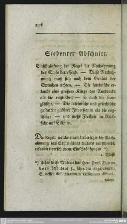 Siebenter Abschnitt. Einschränkung der Regel die Nachahmung des Styls betreffend